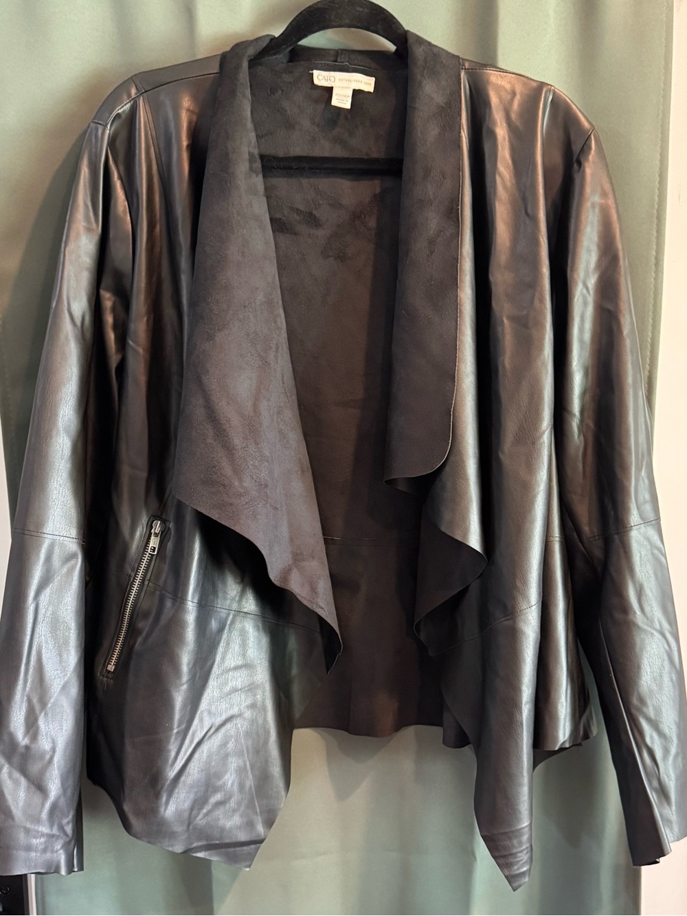 Cato Black Draped Leather Jacket